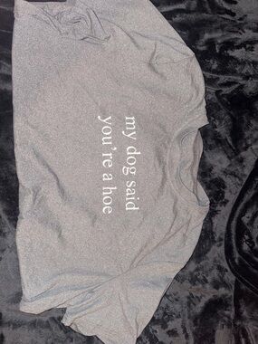 SHEIN Gray Short Sleeve Tee with White Text